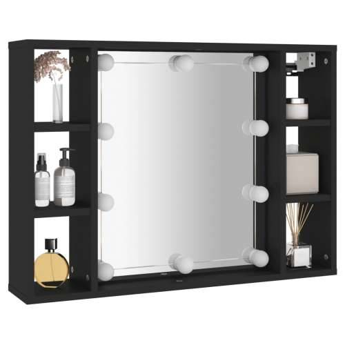 Ormarić s ogledalom i LED svjetlima crni 76 x 15 x 55 cm Cijena