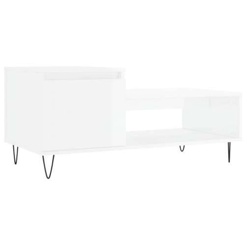 Stolić za kavu sjajni bijeli 100x50x45 cm od konstruiranog drva - Visoko sjajno bijela 1 Cijena