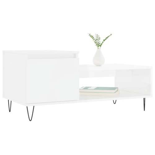 Stolić za kavu sjajni bijeli 100x50x45 cm od konstruiranog drva - Visoko sjajno bijela 1 Cijena