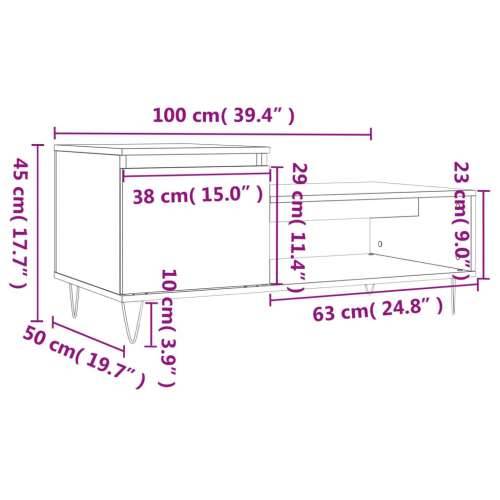 Stolić za kavu sjajni bijeli 100x50x45 cm od konstruiranog drva - Visoko sjajno bijela 1 Cijena