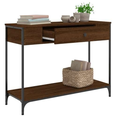 Konzolni stol boja hrasta 100 x 34,5 x 75 cm konstruirano drvo - Smeđi hrast 1 100 cm Cijena