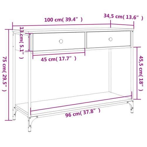 Konzolni stol crni 100 x 34,5 x 75 cm od konstruiranog drva - Crna 1 100 cm Cijena