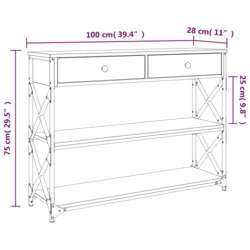 Konzolni stol boja hrasta sonome 100x28x75 cm konstruirano drvo - Sivi hrast sonoma 1 100 cm Cijena