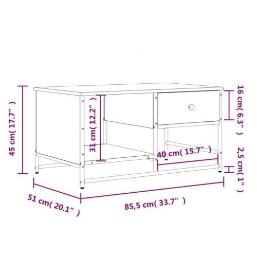 Stolić za kavu boja hrasta 85,5x51x45 cm konstruirano drvo Sivi hrast sonoma 1 Cijena