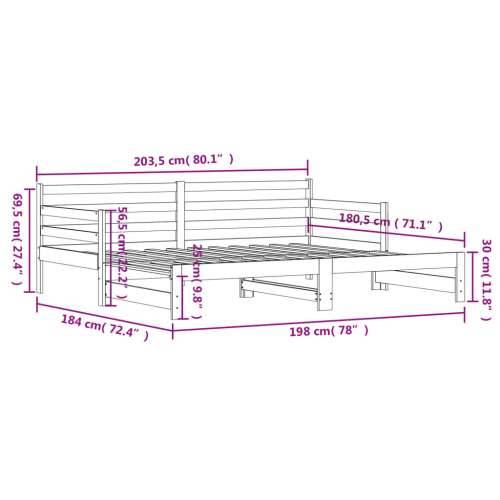 Dnevni krevet na razvlačenje crni 90 x 200 cm masivna borovina Crna 90 x 200 cm Cijena