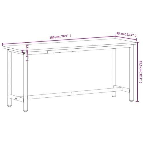 Radni stol 180 x 55 x 81,5 cm od masivne bukovine i metala - 180 x 55 x 81.5 cm 1 Cijena