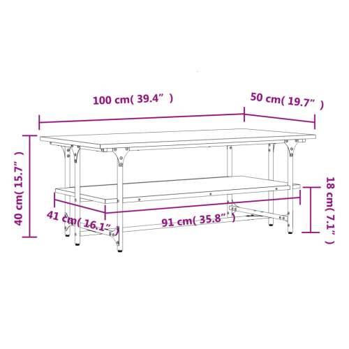 Stolić za kavu crni 100 x 50 x 40 cm konstruirano drvo - Crna 1 Cijena