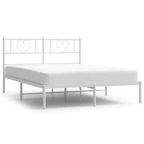 Metalni okvir za krevet s uzglavljem bijeli 140 x 200 cm - Bijela 140 x 200 cm s uzglavljem Cijena