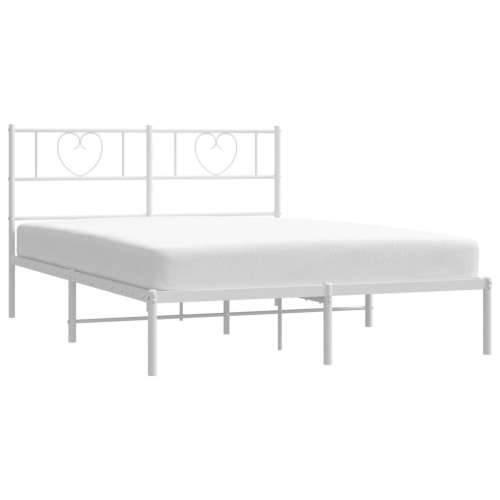 Metalni okvir za krevet s uzglavljem bijeli 140 x 200 cm - Bijela 140 x 200 cm s uzglavljem Cijena