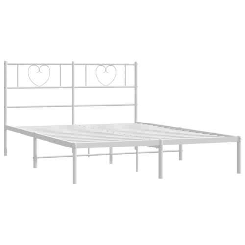 Metalni okvir za krevet s uzglavljem bijeli 140 x 200 cm - Bijela 140 x 200 cm s uzglavljem Cijena