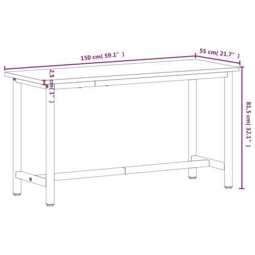 Radni stol 150x55x81,5 cm od masivne bukovine i metala - 150 x 55 x 81.5 cm 1 Cijena