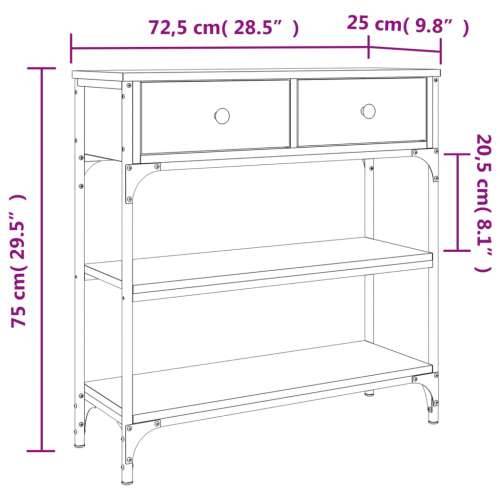 Konzolni stol boja hrasta sonome 72,5x25x75cm konstruirano drvo - sonoma hrast 1 72.5 cm Cijena