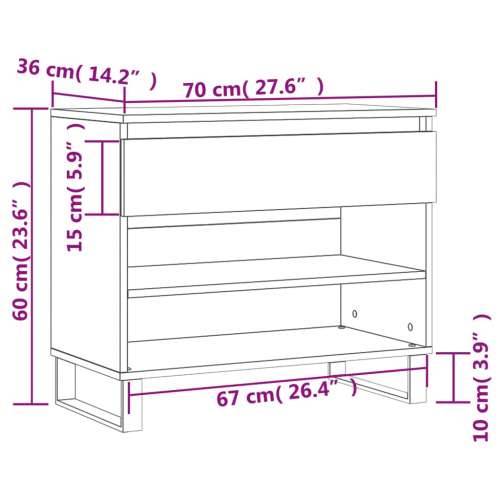 Ormarić za cipele boja hrasta 70 x 36 x 60 cm konstruirano drvo Sivi hrast sonoma 1 Cijena