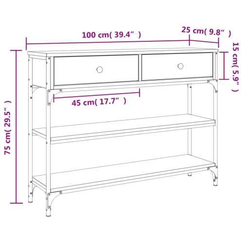 Konzolni stol crni 100 x 25 x 75 cm od konstruiranog drva - Crna 1 100 cm Cijena