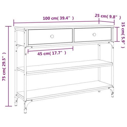 Konzolni stol boja hrasta 100 x 25 x 75 cm konstruirano drvo - Dimljeni hrast 1 100 cm Cijena