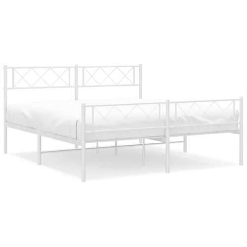 Metalni okvir kreveta uzglavlje i podnožje bijeli 135 x 190 cm Cijena