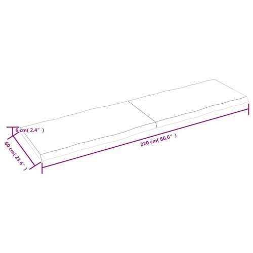 Stolna ploča svjetlosmeđa 220x60x(2-6) cm obrađena hrastovina - Svjetlosmeđa 220 x 60 x 6 cm 1 Cijena