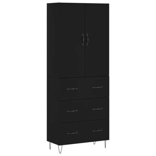 Visoka komoda crni 69,5x34x180 cm konstruirano drvo - Crna 1 3 ladice Cijena