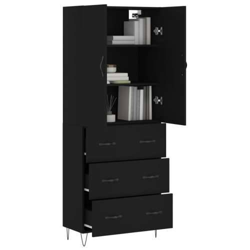 Visoka komoda crni 69,5x34x180 cm konstruirano drvo - Crna 1 3 ladice Cijena