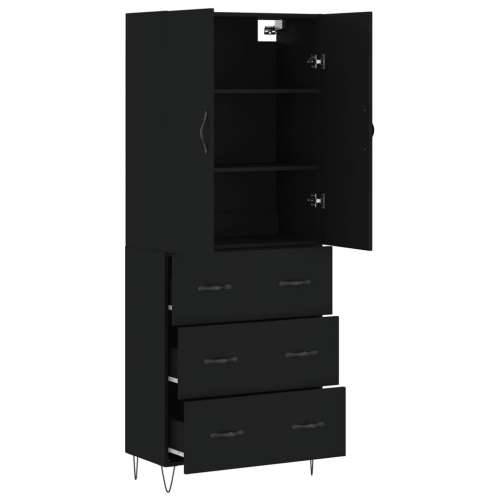 Visoka komoda crni 69,5x34x180 cm konstruirano drvo - Crna 1 3 ladice Cijena
