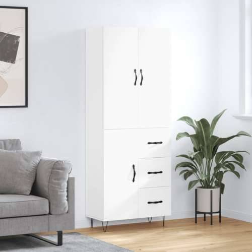 Visoka komoda bijela 69,5x34x180 cm konstruirano drvo - Bijela 1 1 vrata 3 ladice Cijena