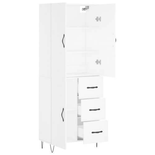 Visoka komoda bijela 69,5x34x180 cm konstruirano drvo - Bijela 1 1 vrata 3 ladice Cijena