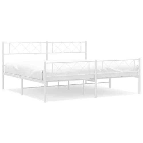 Metalni okvir kreveta uzglavlje i podnožje bijeli 193x203 cm - Bijela 193 x 203 cm s uzglavljem i podnožjem Cijena