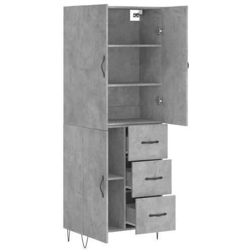 Visoka komoda siva betona 69,5x34x180 cm od konstruiranog drva - Beton siva 1 1 vrata 3 ladice Cijena