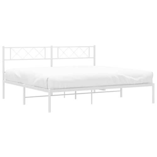 Metalni okvir za krevet s uzglavljem bijeli 160x200 cm - Bijela 160 x 200 cm s uzglavljem Cijena