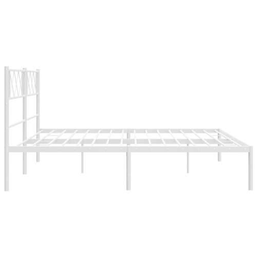 Metalni okvir za krevet s uzglavljem bijeli 160x200 cm - Bijela 160 x 200 cm s uzglavljem Cijena