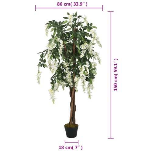 Umjetno stablo glicinije 840 listova 150 cm zeleno-bijelo - 150 cm 1 Cijena