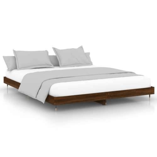 Okvir kreveta smeđa boja hrasta 160 x 200 cm konstruirano drvo Cijena