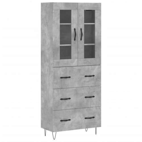 Visoka komoda siva betona 69,5x34x180 cm od konstruiranog drva - Beton siva 1 3 ladice Cijena