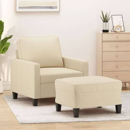 Fotelja s tabureom krem 60 cm od tkanine - Krema Cijena