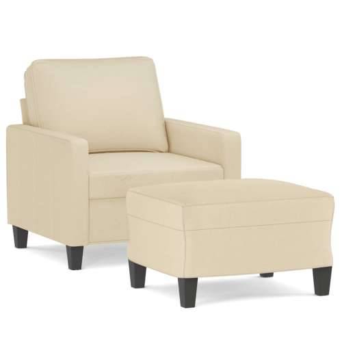 Fotelja s tabureom krem 60 cm od tkanine - Krema Cijena