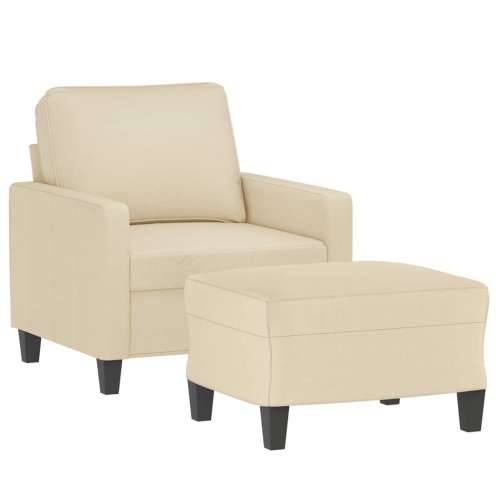 Fotelja s tabureom krem 60 cm od tkanine - Krema Cijena
