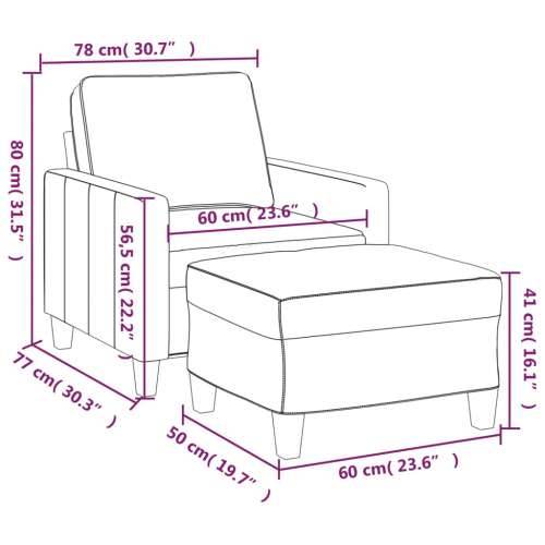Fotelja s tabureom krem 60 cm od tkanine - Krema Cijena