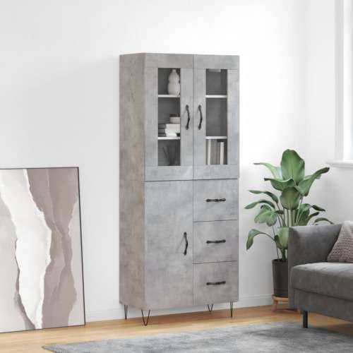 Visoka komoda siva betona 69,5x34x180 cm od konstruiranog drva - Beton siva 1 1 vrata 3 ladice Cijena