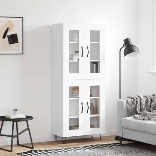Visoka komoda bijela 69,5x34x180 cm konstruirano drvo - Bijela 1 2 staklena vrata Cijena