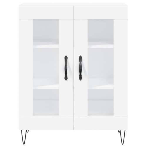 Visoka komoda bijela 69,5x34x180 cm konstruirano drvo - Bijela 1 2 staklena vrata Cijena
