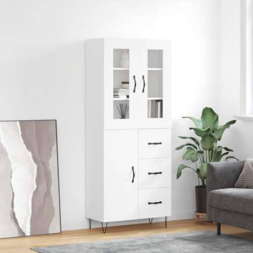 Visoka komoda bijela 69,5x34x180 cm konstruirano drvo - Bijela 1 1 vrata 3 ladice Cijena
