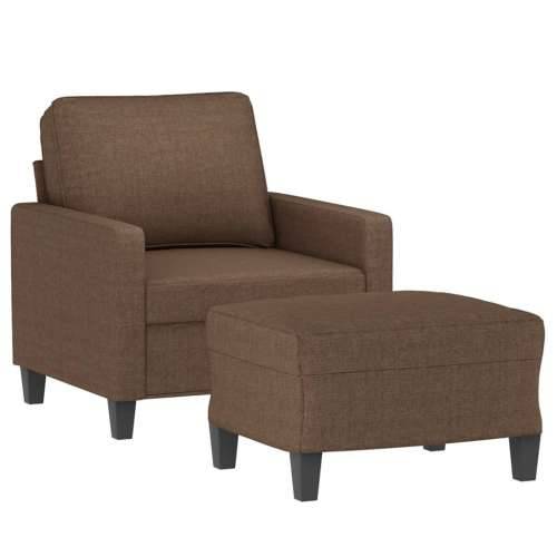 Fotelja s tabureom smeđa 60 cm od tkanine - Smeđa Cijena