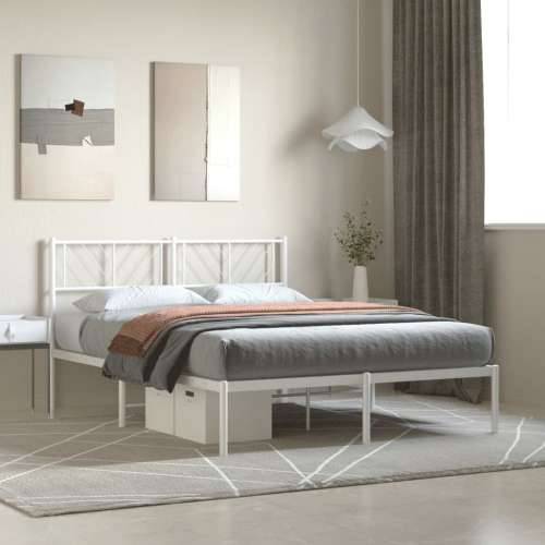Metalni okvir za krevet s uzglavljem bijeli 120 x 190 cm - Bijela 120 x 190 cm s uzglavljem Cijena