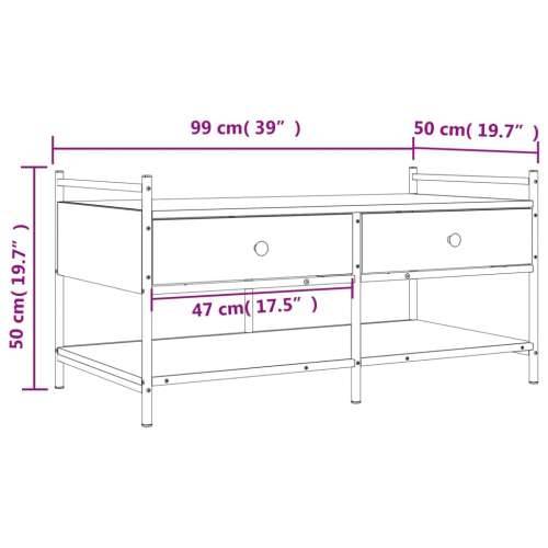 Stolić za kavu boja hrasta 99 x 50 x 50 cm konstruirano drvo - Dimljeni hrast 1 99 cm Cijena