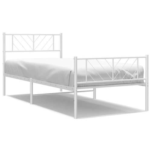 Metalni okvir kreveta uzglavlje i podnožje bijeli 100x200 cm - Bijela 100 x 200 cm s uzglavljem i podnožjem Cijena
