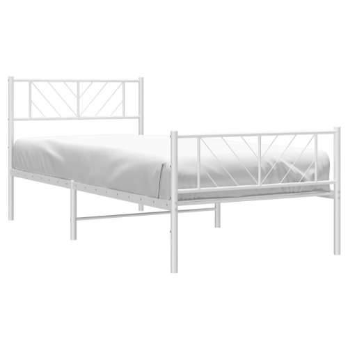 Metalni okvir kreveta uzglavlje i podnožje bijeli 100x200 cm - Bijela 100 x 200 cm s uzglavljem i podnožjem Cijena