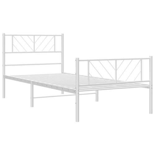 Metalni okvir kreveta uzglavlje i podnožje bijeli 100x200 cm - Bijela 100 x 200 cm s uzglavljem i podnožjem Cijena