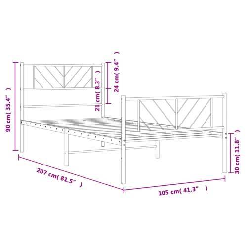 Metalni okvir kreveta uzglavlje i podnožje bijeli 100x200 cm - Bijela 100 x 200 cm s uzglavljem i podnožjem Cijena