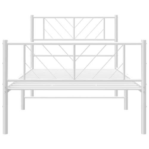 Metalni okvir kreveta uzglavlje i podnožje bijeli 107x203 cm - Bijela 107 x 203 cm s uzglavljem i podnožjem Cijena