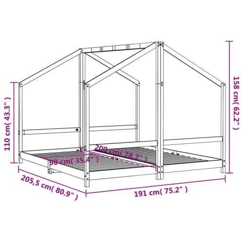Okvir za dječji krevet crni 2x(90x200) cm masivna borovina - Crna 2 x (90 x 200) cm Cijena